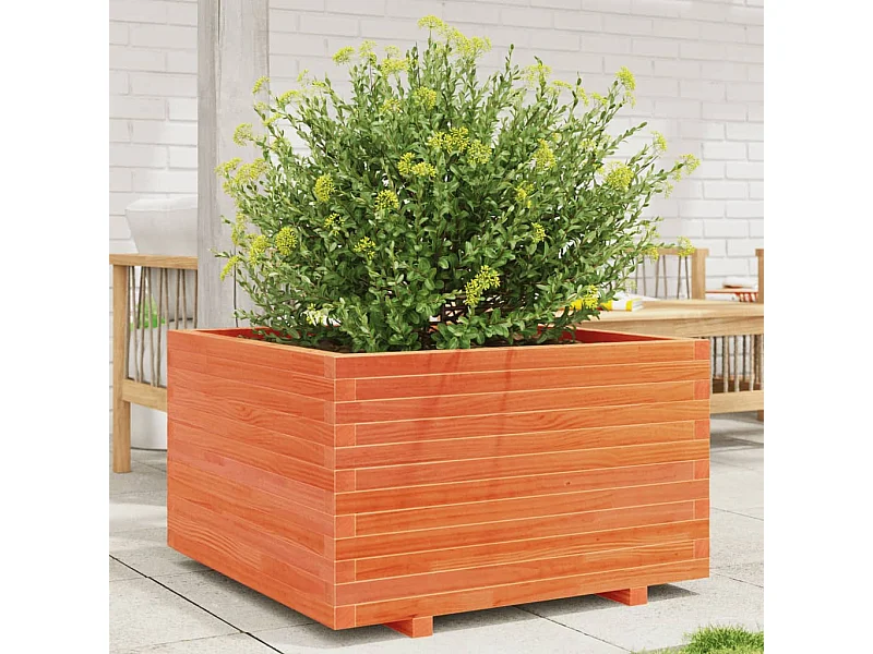 Plantenbak 80x80x49,5 cm massief grenenhout wasbruin