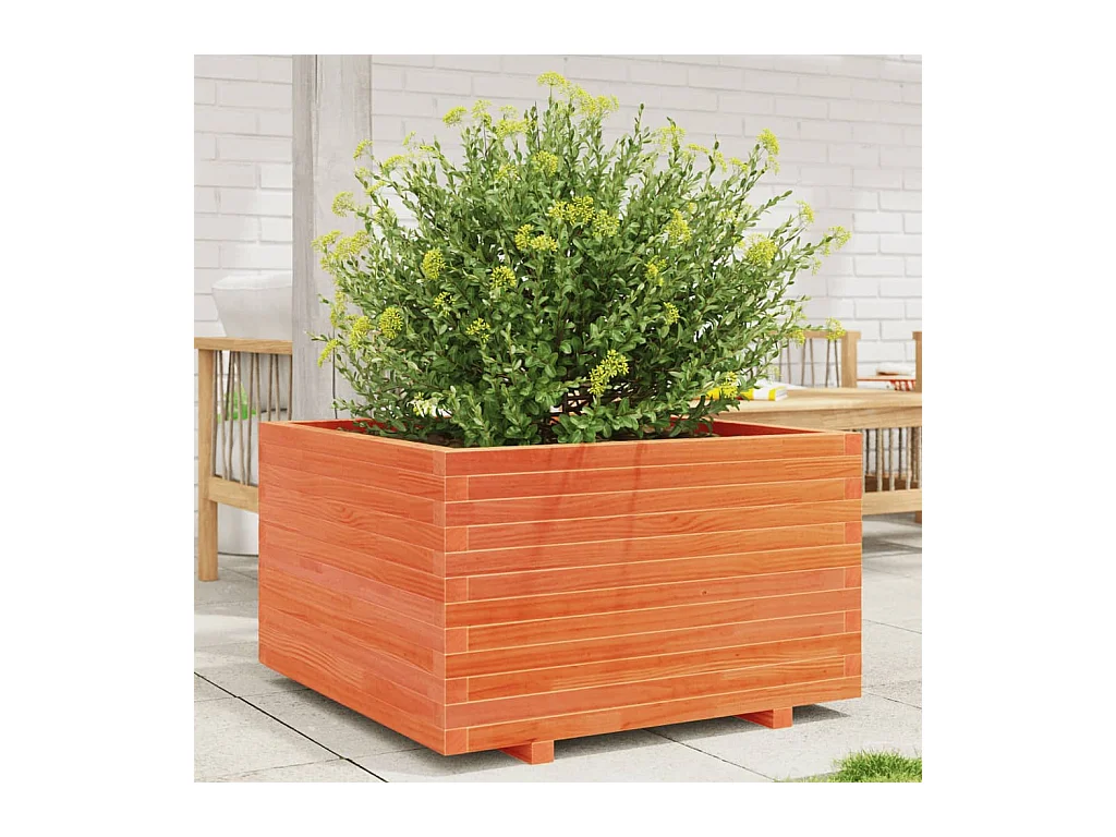 Jardinière cire marron 80x80x49,5 cm bois de pin massif