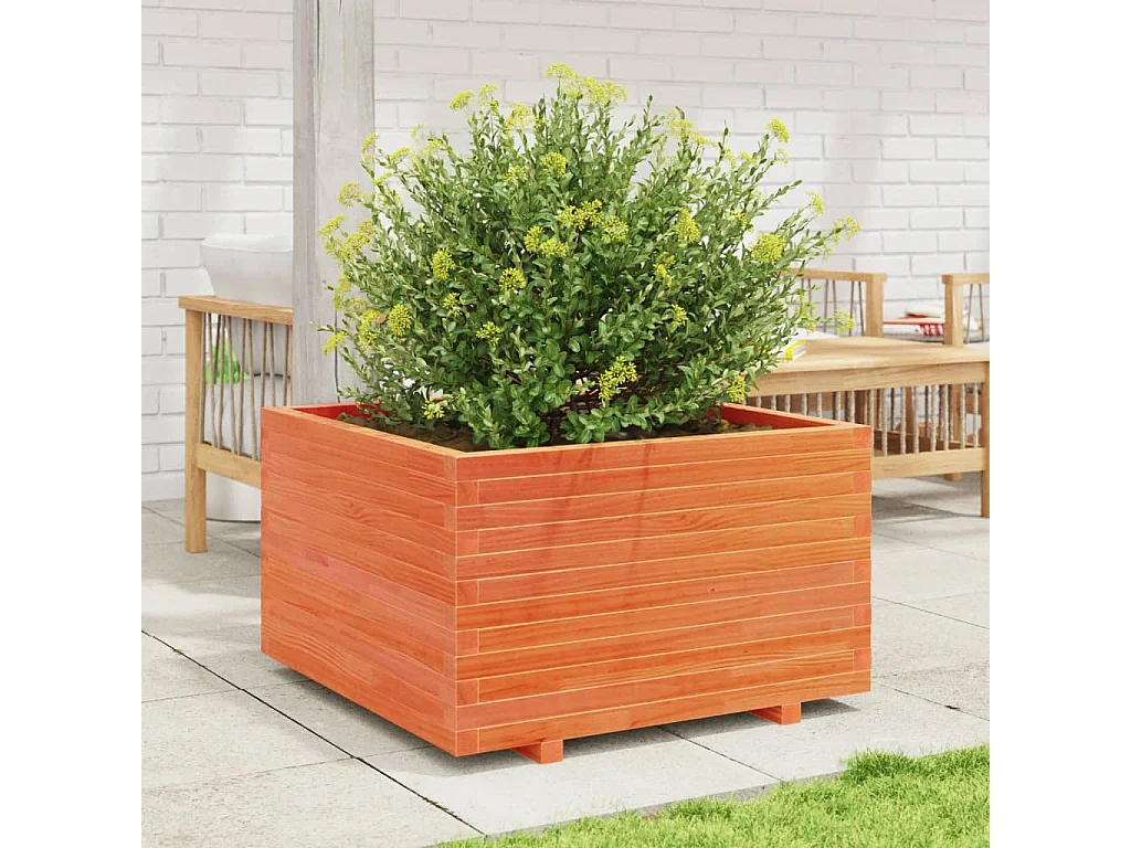 Vaso/floreira de jardim 80x80x49,5 cm pinho maciço castanho mel