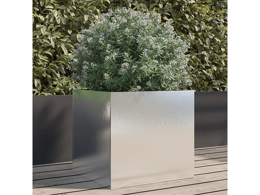 Vaso/floreira 42x40x39 cm aço inoxidável prateado