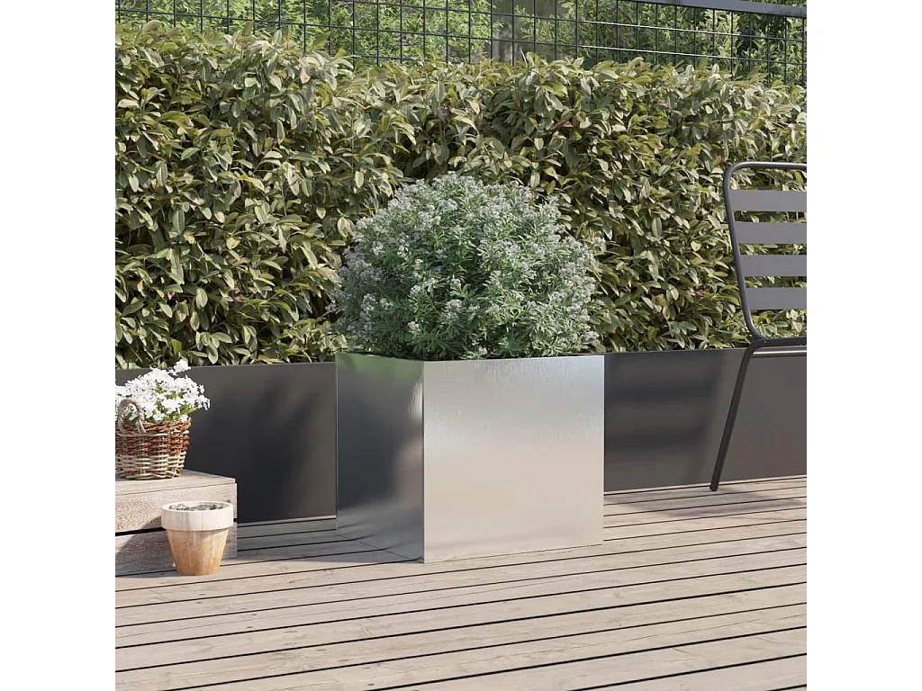 Vaso/floreira 42x40x39 cm aço inoxidável prateado