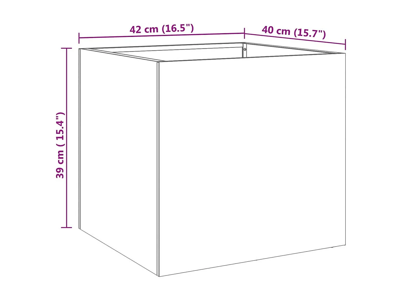 Vaso/floreira 42x40x39 cm aço inoxidável prateado