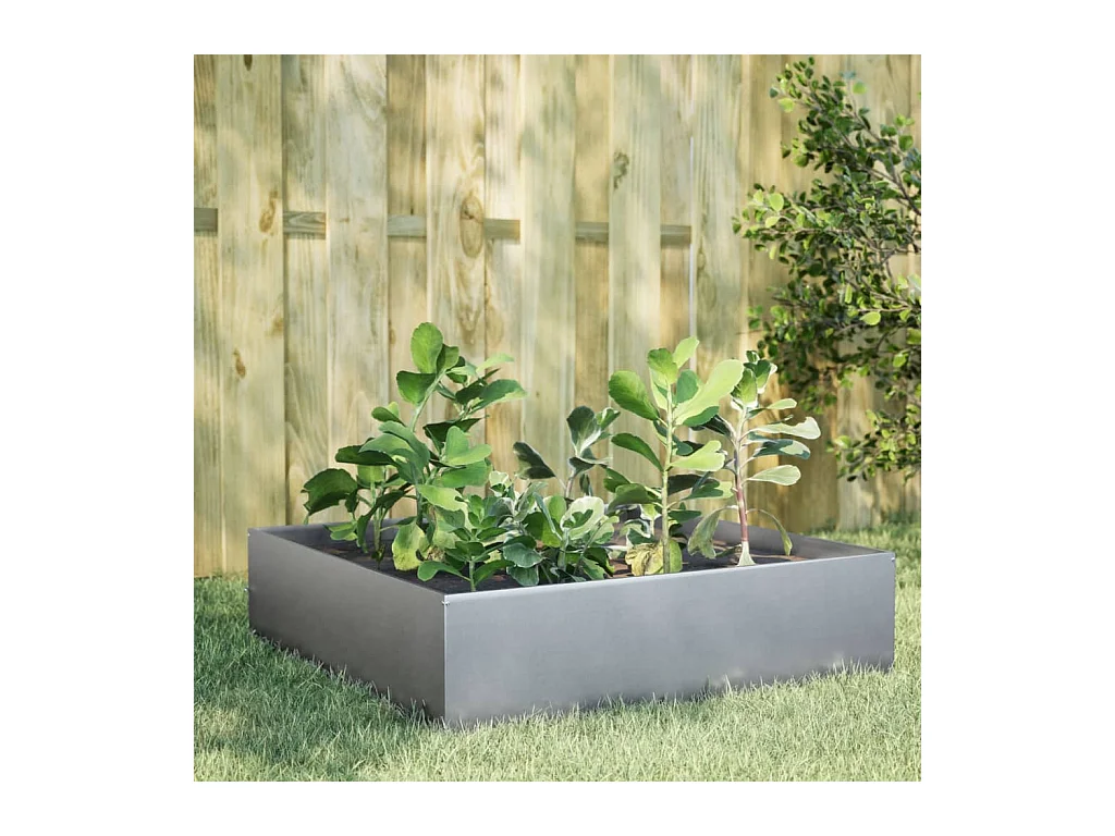 Fioriera Rialzata da Giardino 100x100x25 cm in Acciaio Zincato
