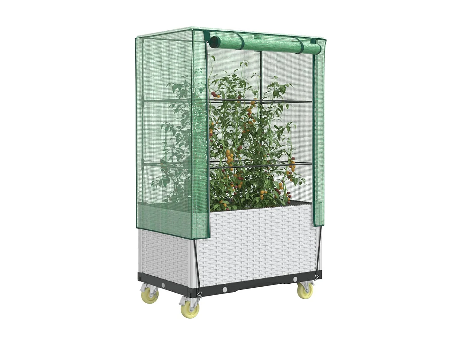 Hochbeet mit Aufsatz und Rollen Rattan-Optik 80x50x182 cm