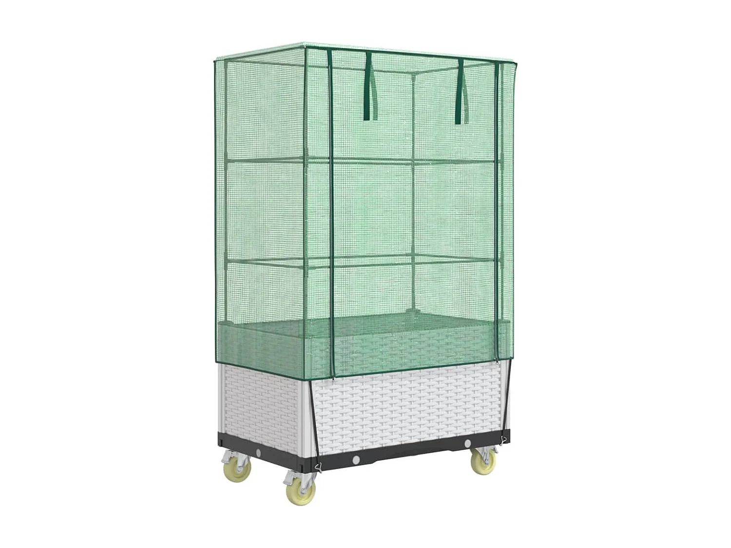 Hochbeet mit Aufsatz und Rollen Rattan-Optik 80x50x182 cm