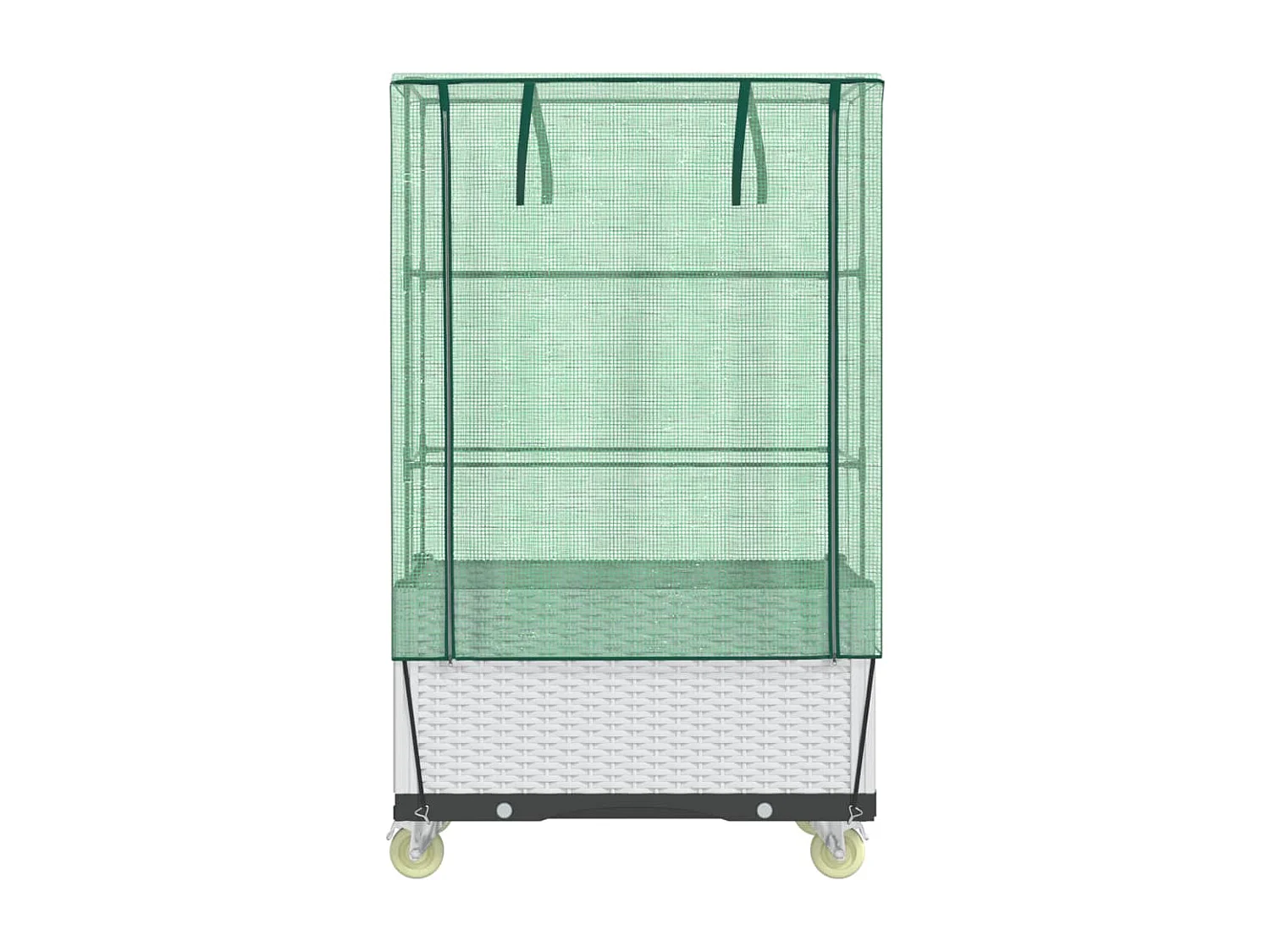 Hochbeet mit Aufsatz und Rollen Rattan-Optik 80x50x182 cm