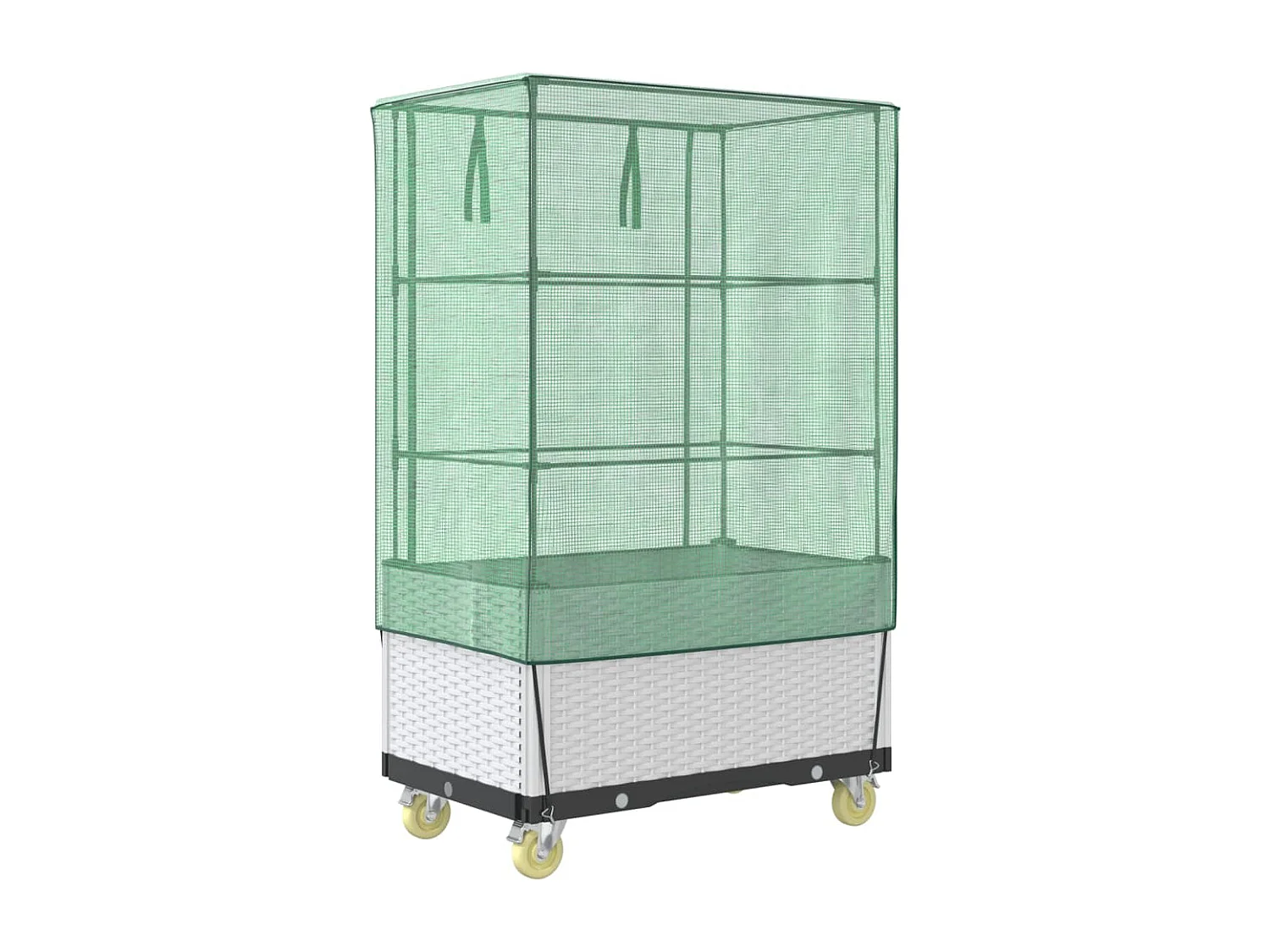 Hochbeet mit Aufsatz und Rollen Rattan-Optik 80x50x182 cm