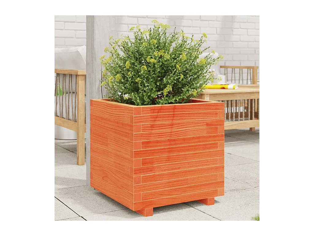 Plantenbak 50x50x49,5 cm massief grenenhout wasbruin