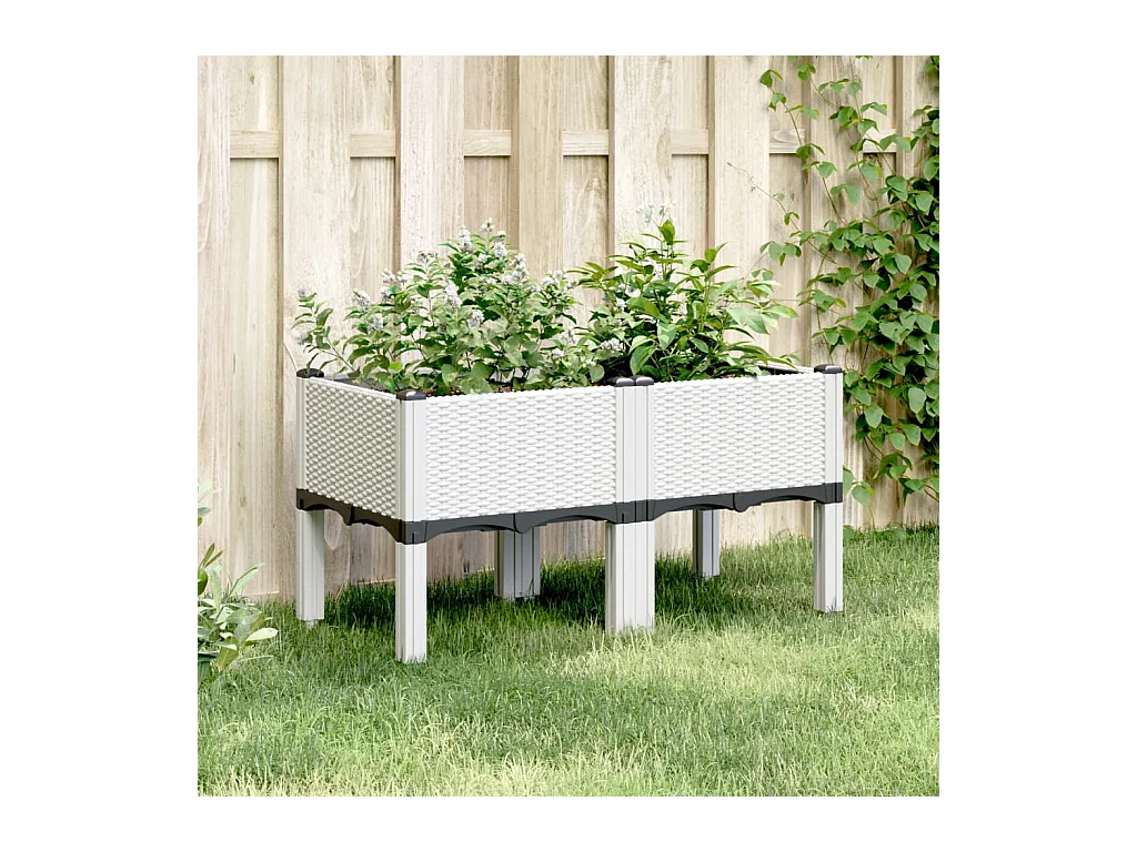 Jardinera con patas PP blanco 80x40x42 cm