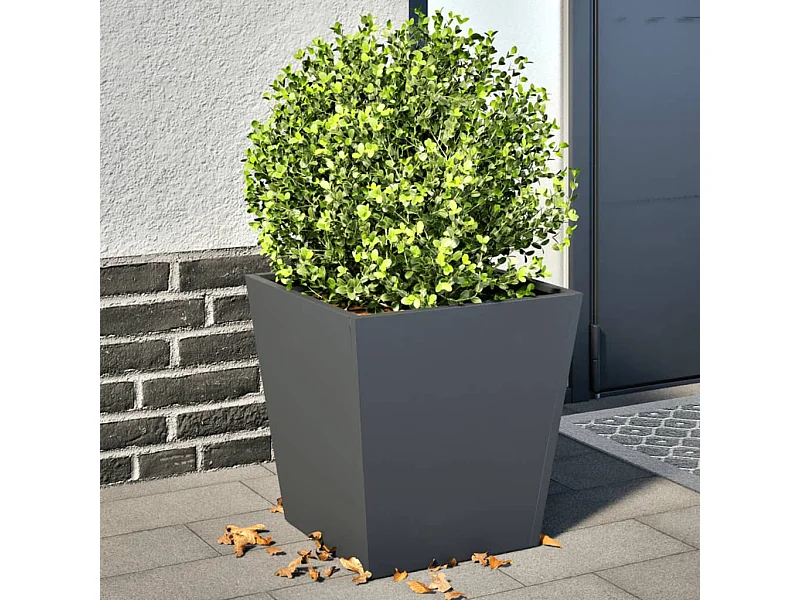 Vaso/floreira de jardim 2 pcs 40x40x40 cm aço antracite