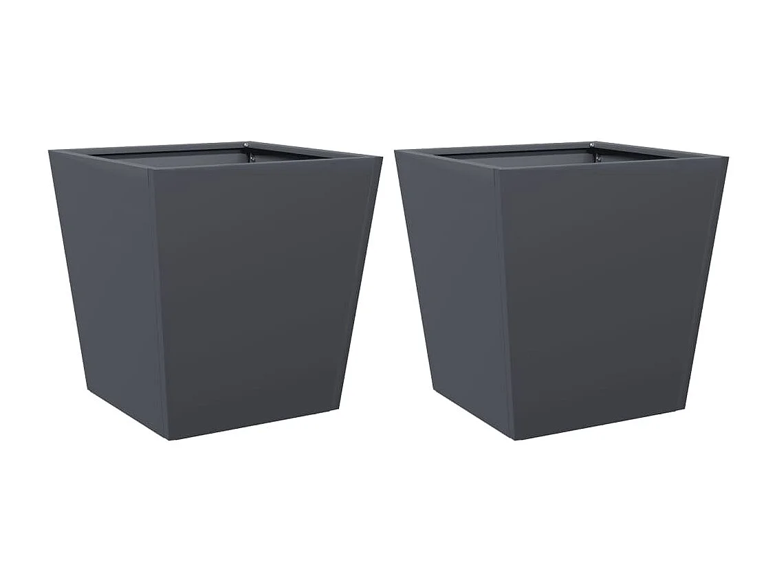 Vaso/floreira de jardim 2 pcs 40x40x40 cm aço antracite