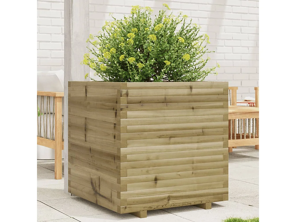 Vaso/floreira de jardim 70x70x72 cm madeira de pinho impregnada