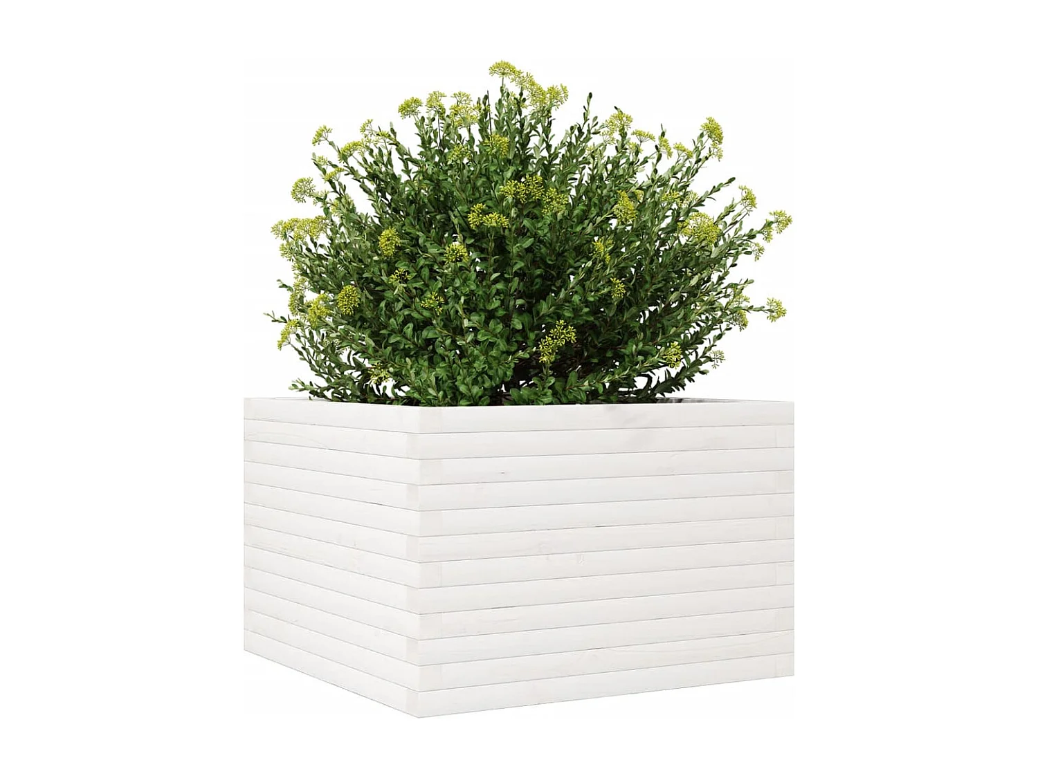 Jardinière blanc 70x70x46 cm bois de pin massif