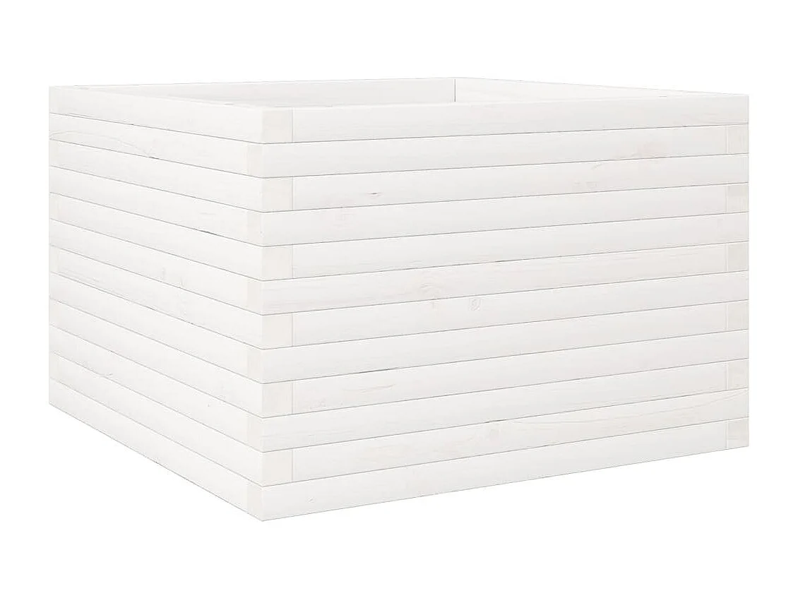 Jardinière blanc 70x70x46 cm bois de pin massif
