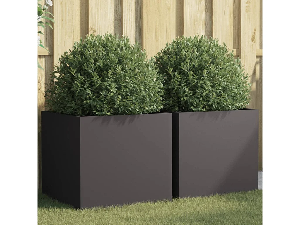 Vasos/floreiras 2 pcs 49x47x46 cm aço preto