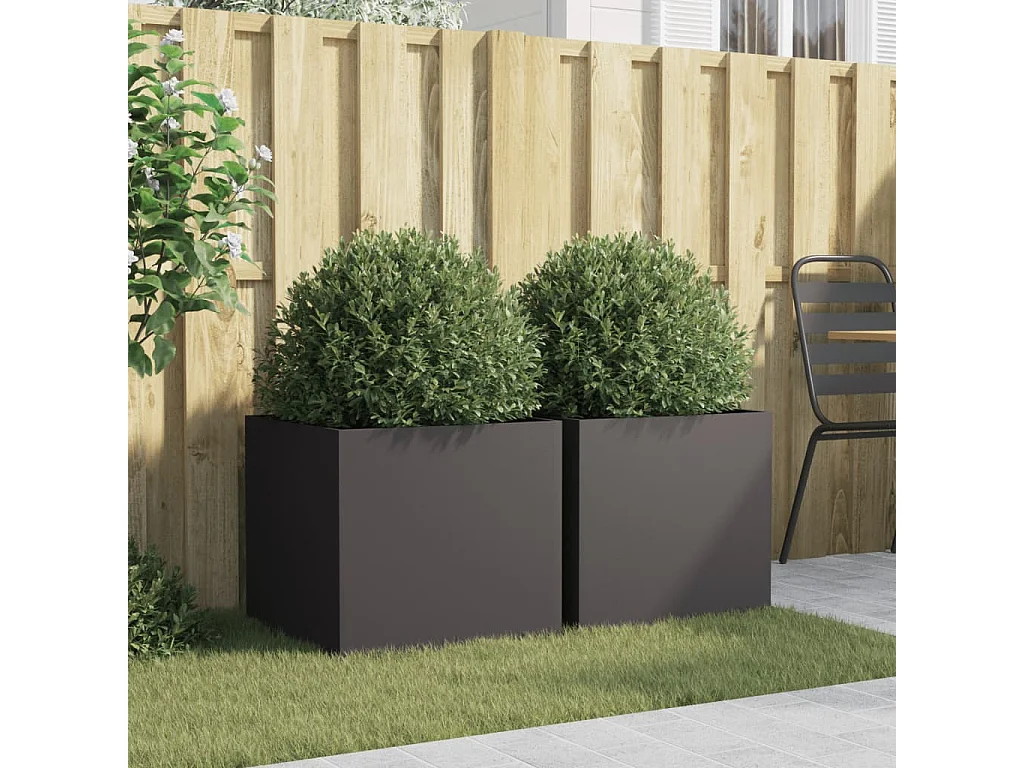 Jardinières 2 pcs noir 49x47x46 cm acier