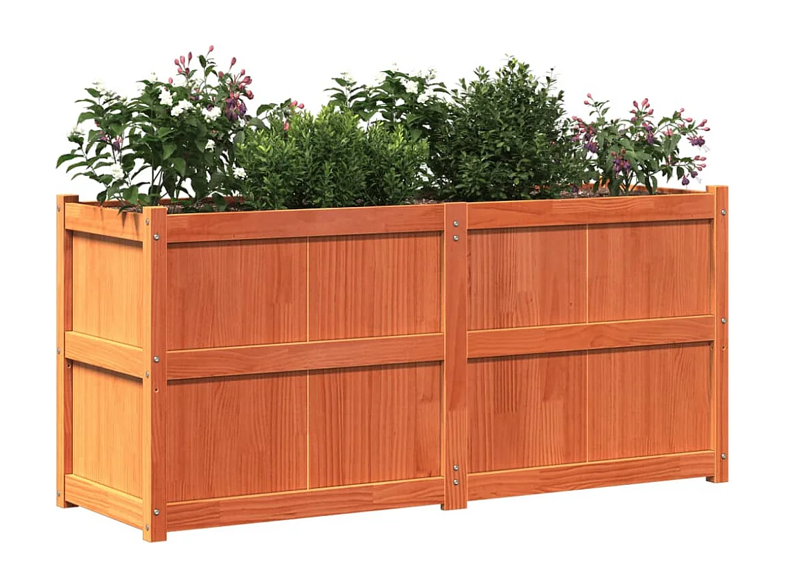 Jardinière cire marron 150x50x70 cm bois de pin massif