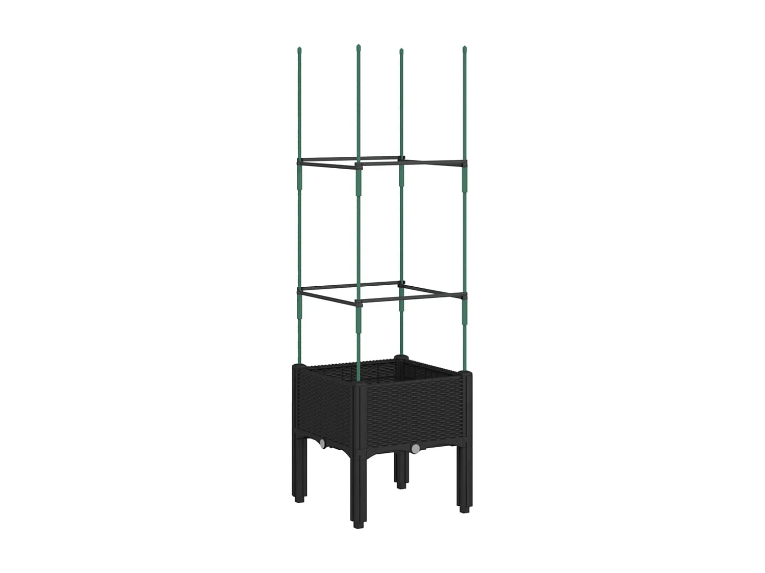 Vaso/floreira de jardim c/ treliça 40x40x142,5 cm PP preto