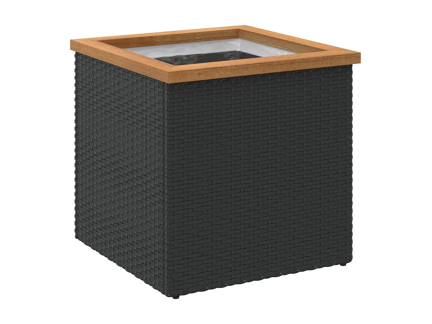 Jardinière noir 40x40x40 cm résine tressée