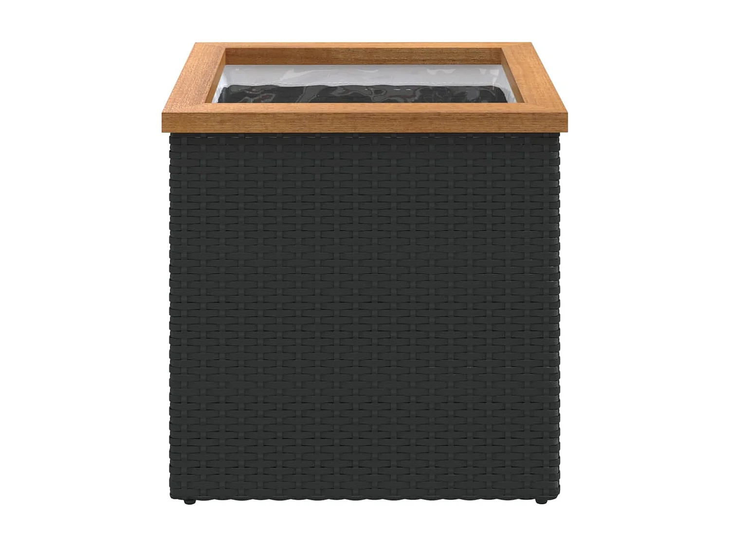 Jardinière noir 40x40x40 cm résine tressée