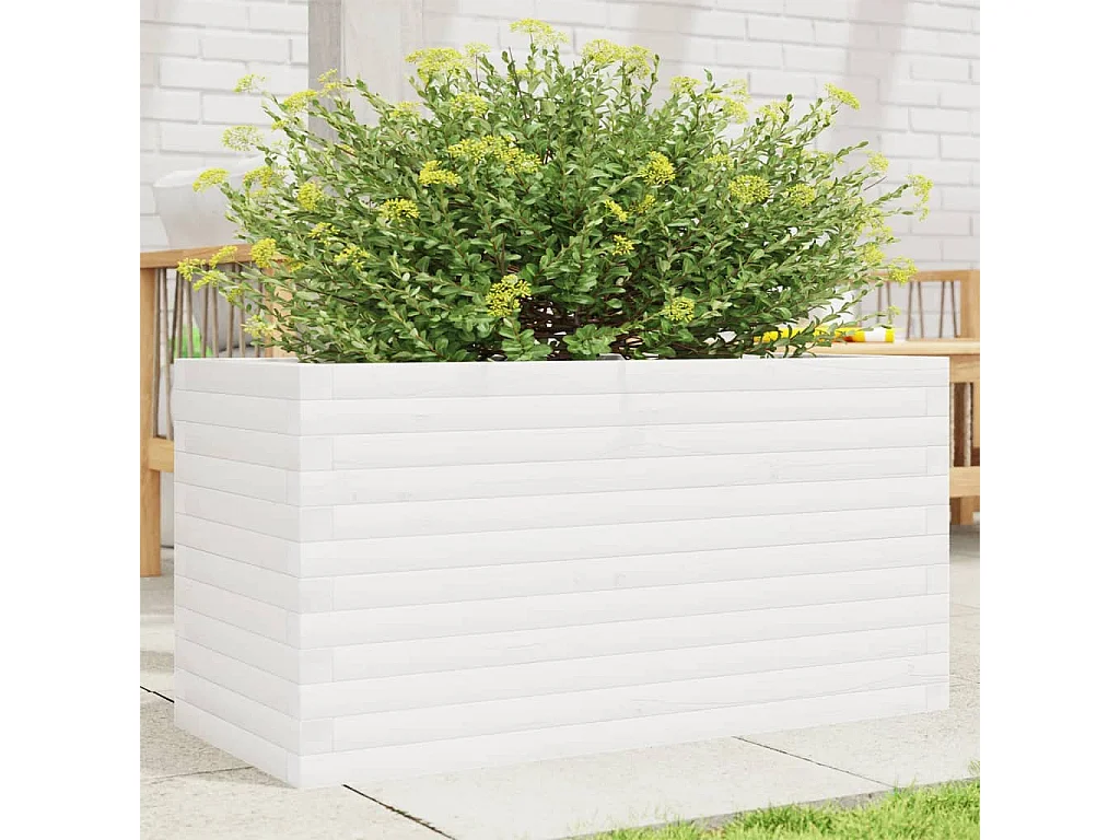 Plantenbak 90x40x46 cm massief grenenhout wit