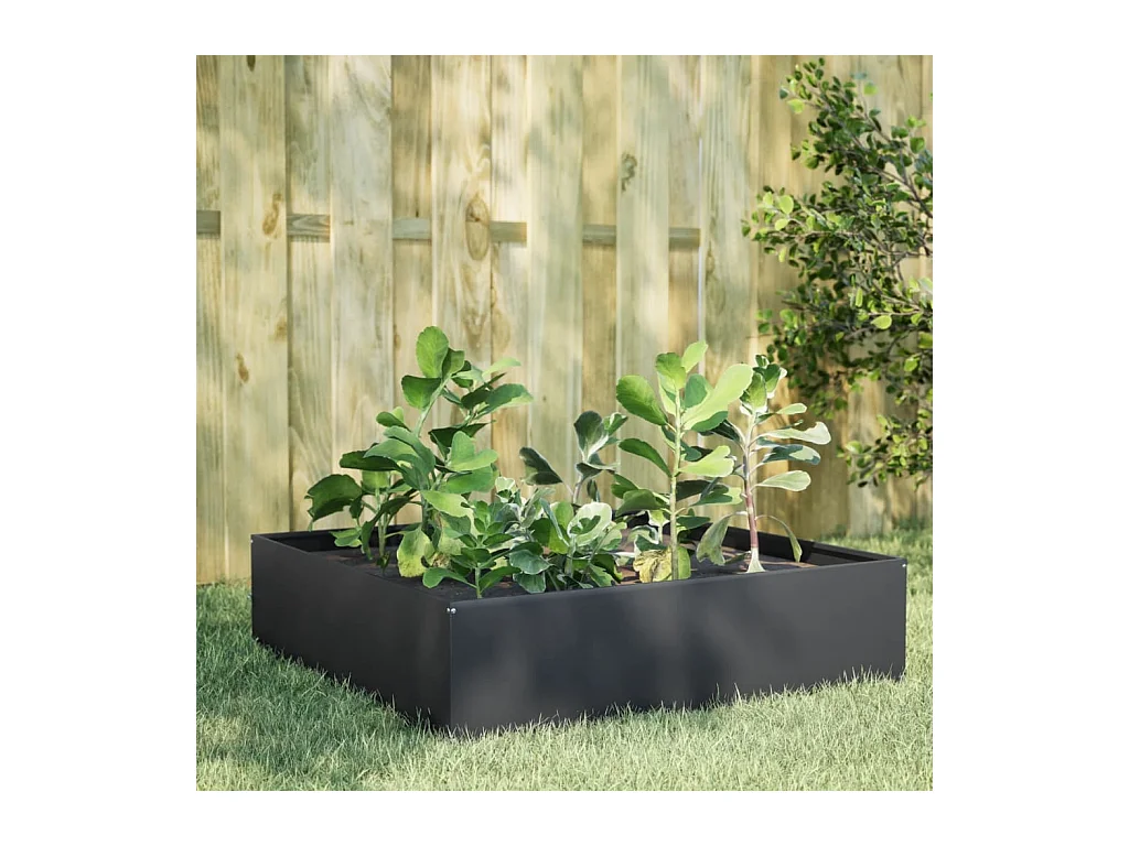 Fioriera Rialzata da Giardino Antracite 100x100x25 cm Acciaio