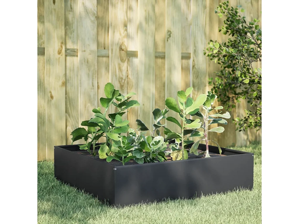 Hochbeet Anthrazit 100x100x25 cm Stahl