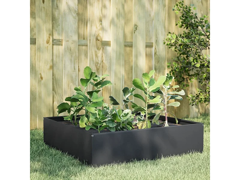 Hochbeet Anthrazit 100x100x25 cm Stahl