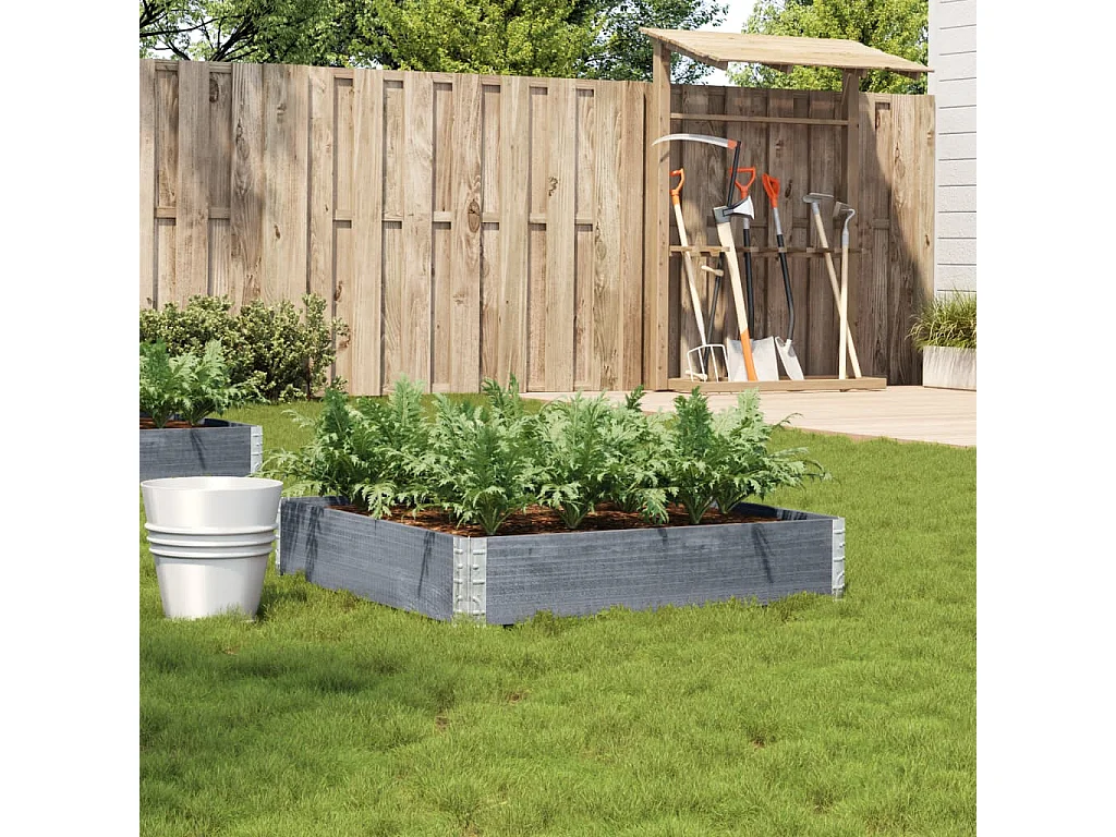 Jardinière gris 100x100 cm bois de pin massif