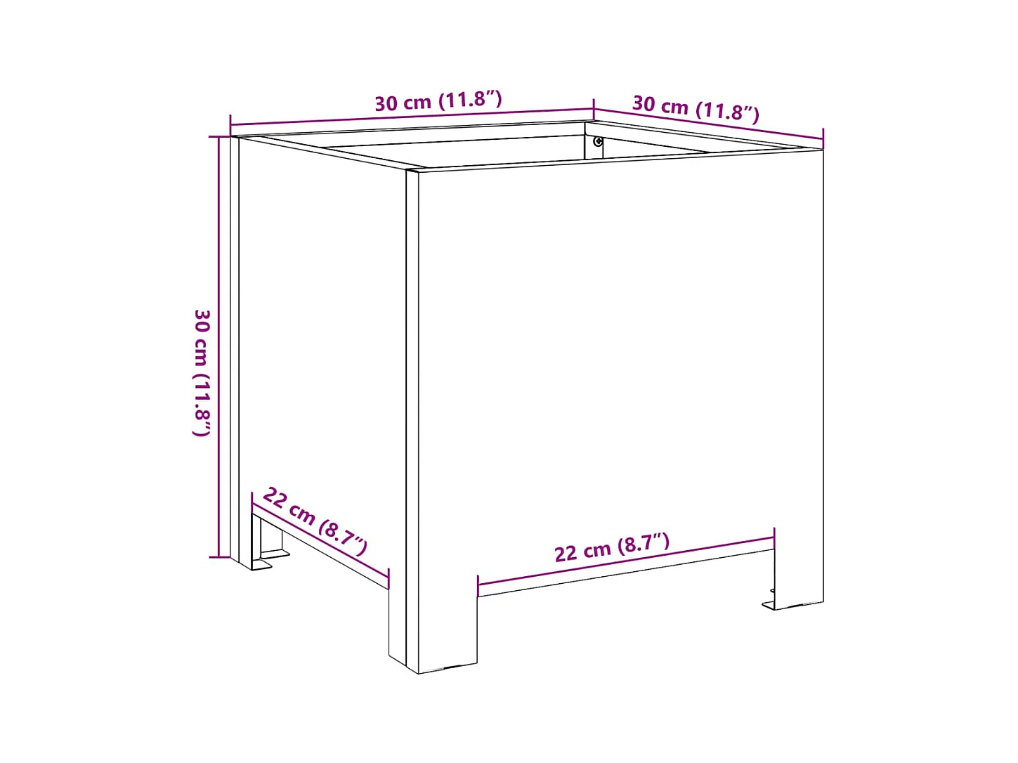 Plantenbak 30x30x30 cm staal zwart