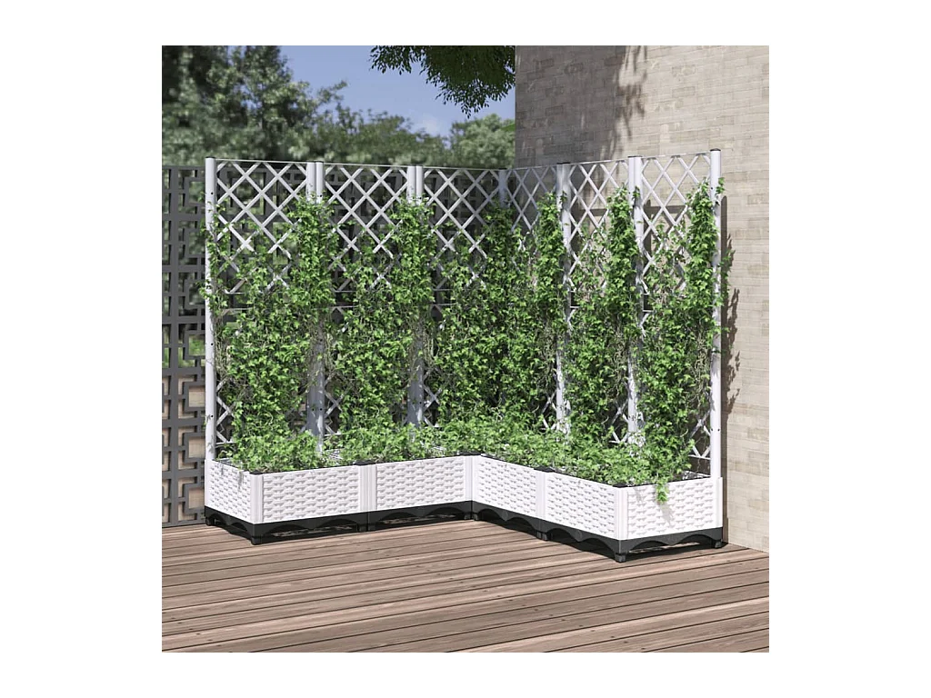 Jardinière avec treillis Blanc 120x120x121,5 cm PP