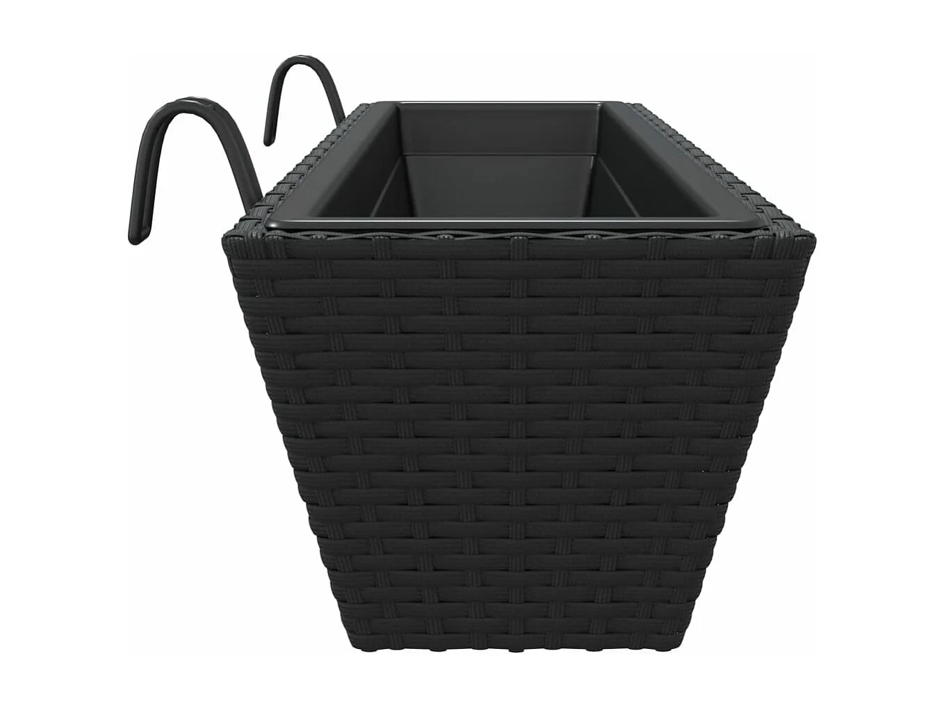 Jardinières avec crochets 2 pcs noir résine tressée