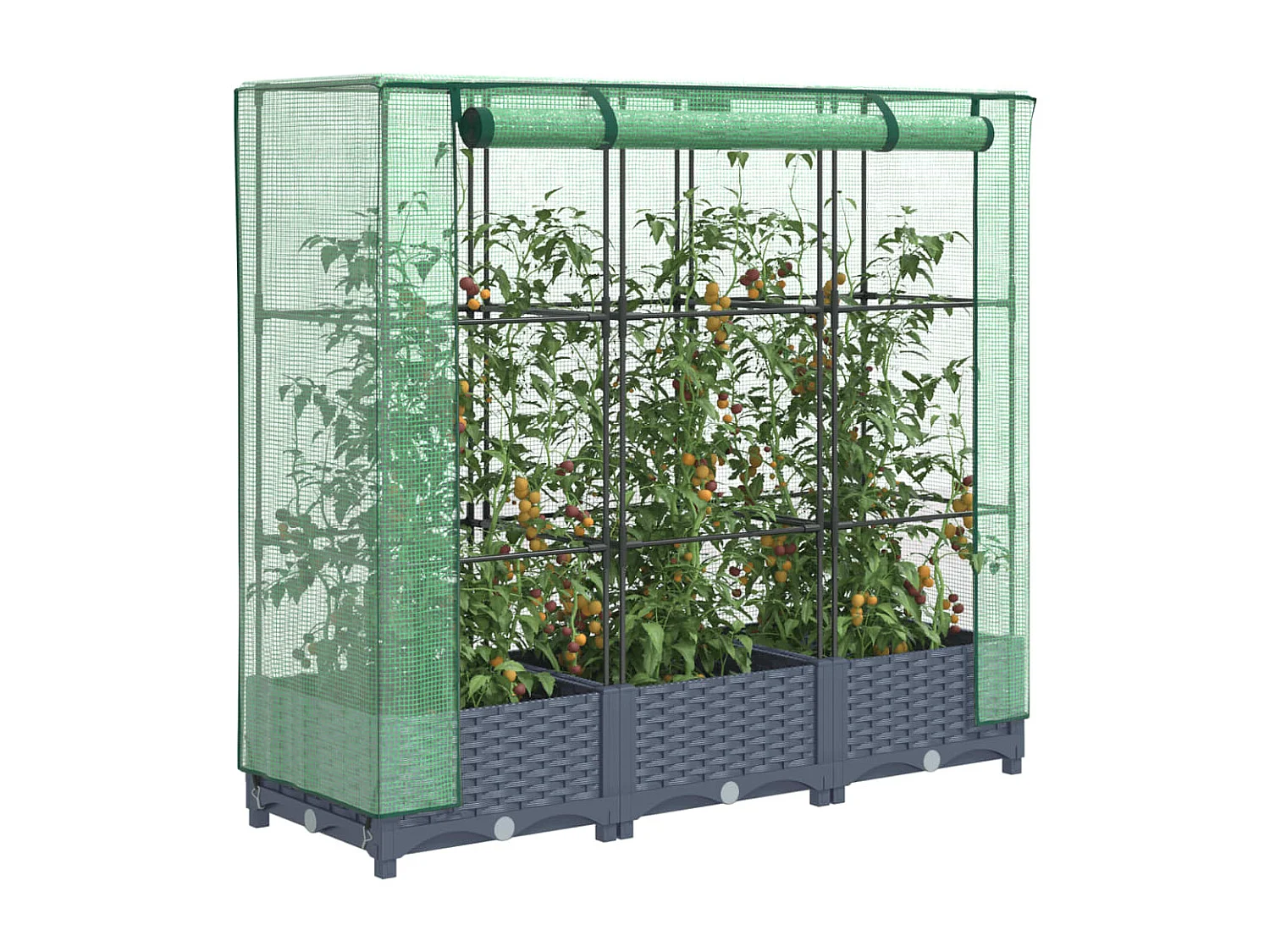 Jardinière surélevée avec housse aspect rotin 120x40x123 cm