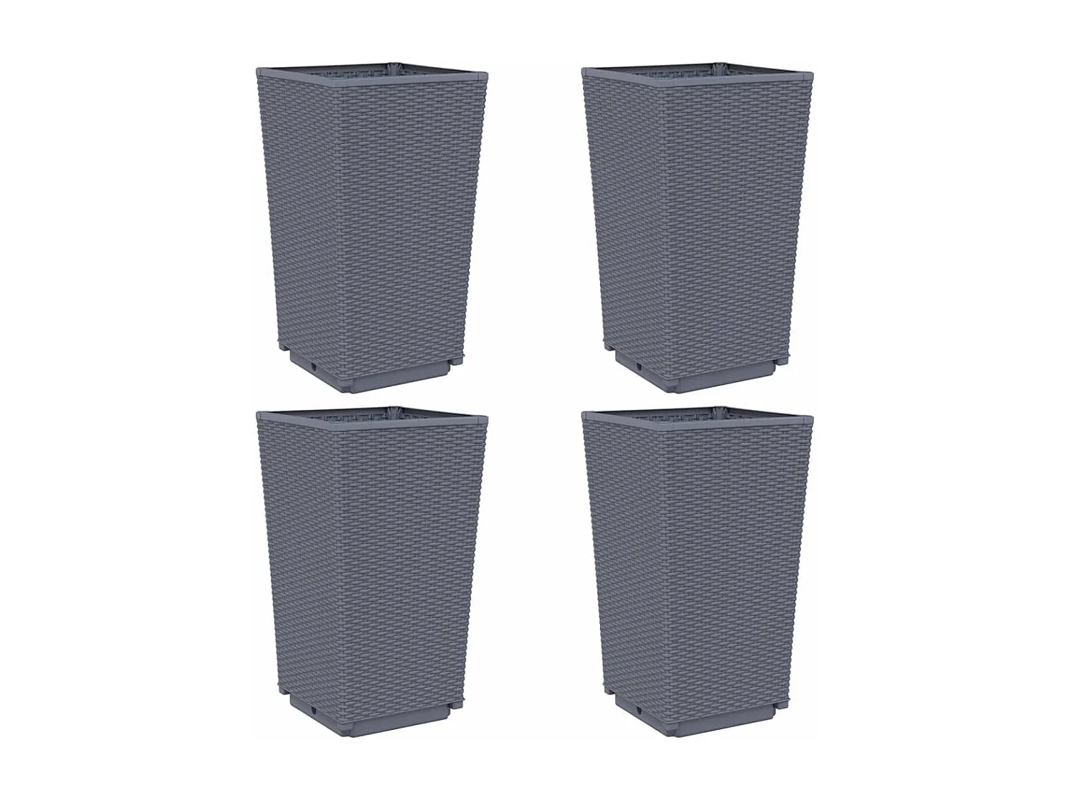 Jardinières 4 pcs bleu gris 32,5x32,5x57 cm PP