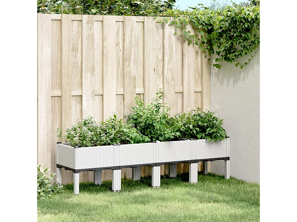 Fioriera da Giardino con Gambe Bianco 160x40x42 cm in PP