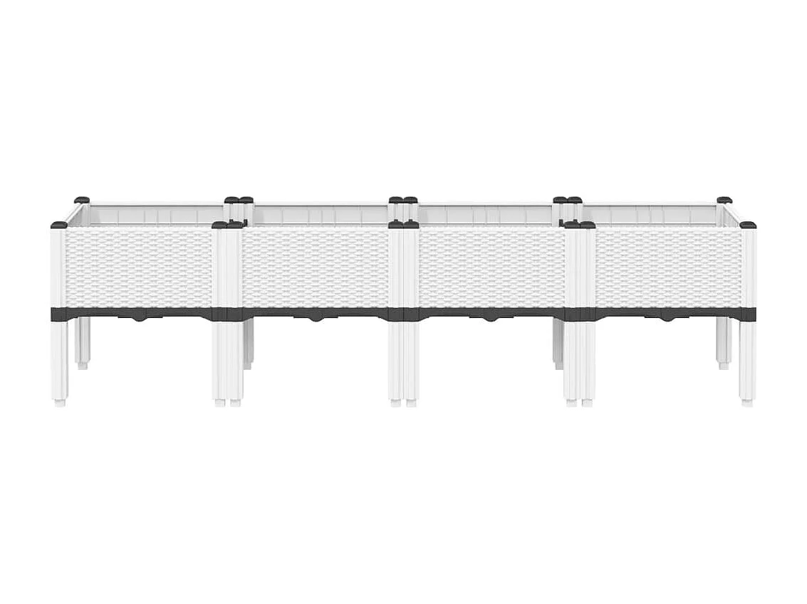 Vaso/floreira de jardim c/ pernas 160x40x42 cm PP branco