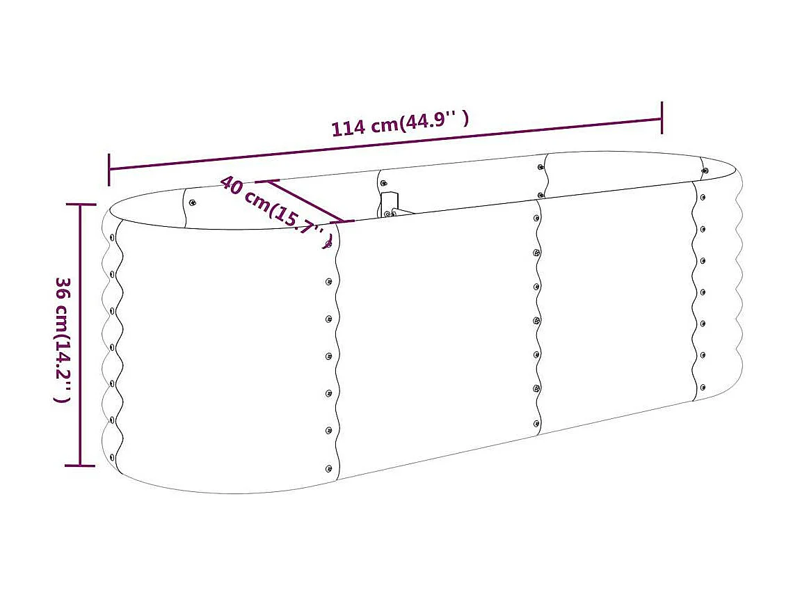 Letto da Giardino in Acciaio a Polvere 114x40x36 cm Antracite