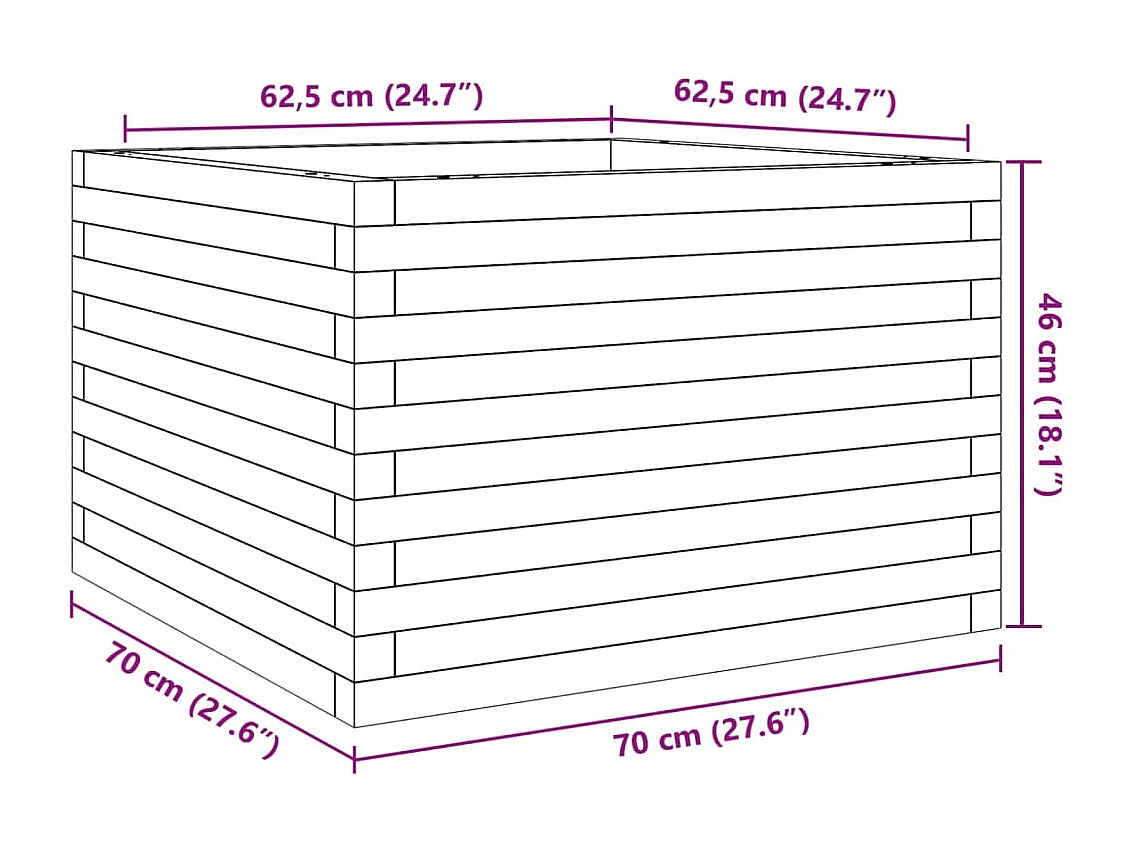 Jardinière 70x70x46 cm bois massif de douglas
