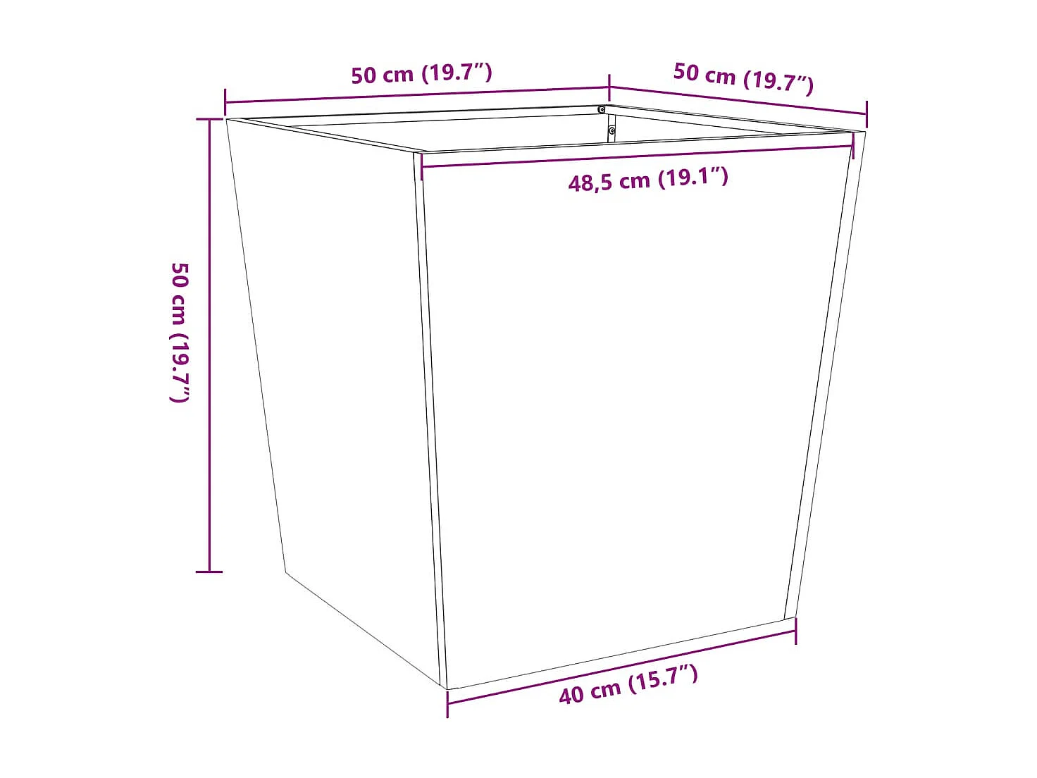 Jardinières 2 pcs 50x50x50 cm acier galvanisé