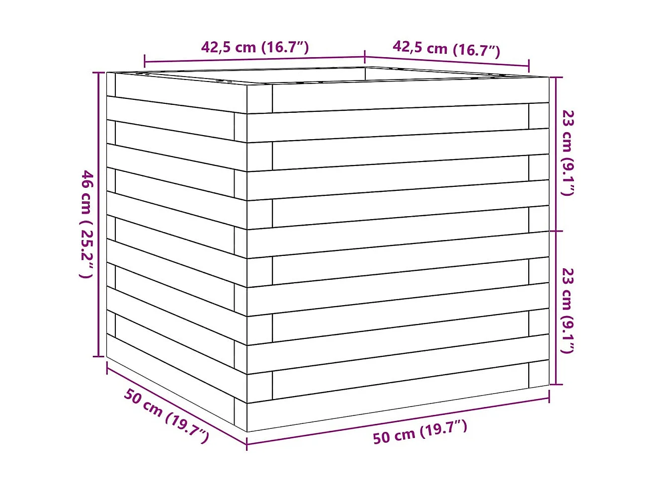 Jardinière blanc 50x50x46 cm bois de pin massif