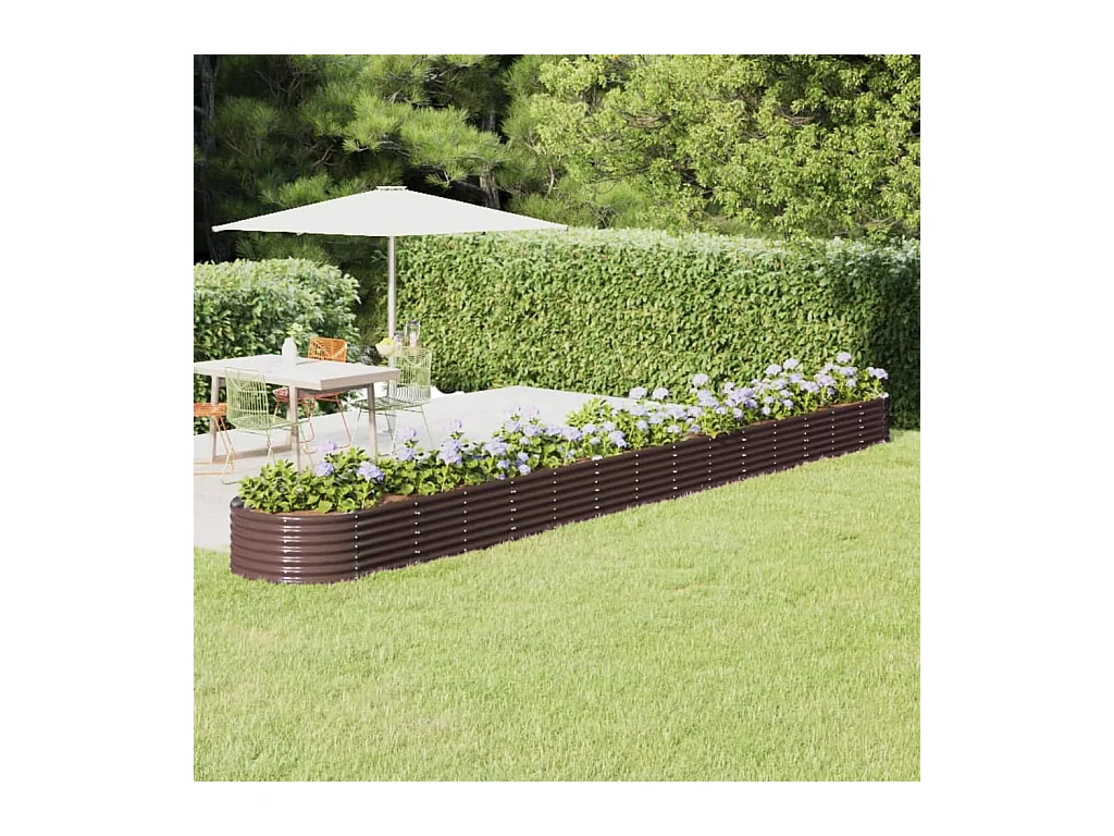 Hochbeet Pulverbeschichteter Stahl 620x80x36 cm Braun