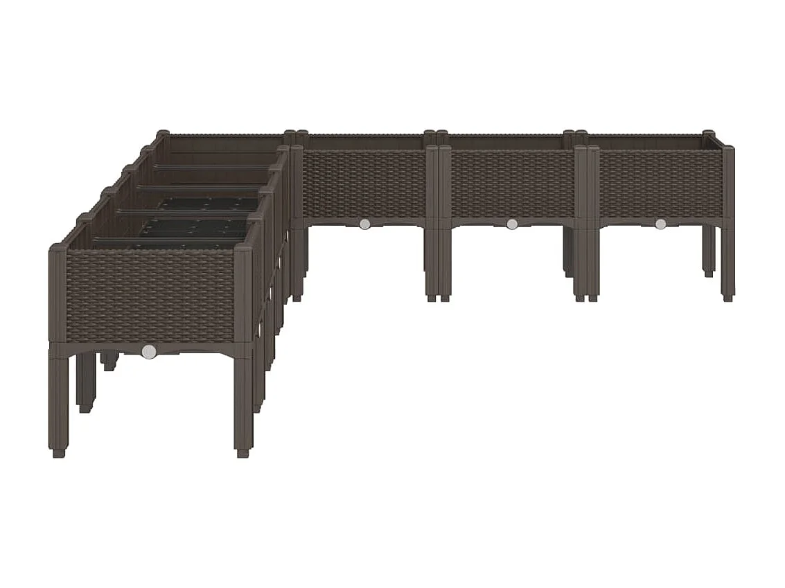 Fioriera da Giardino con Gambe Marrone 200x160x42 cm in PP