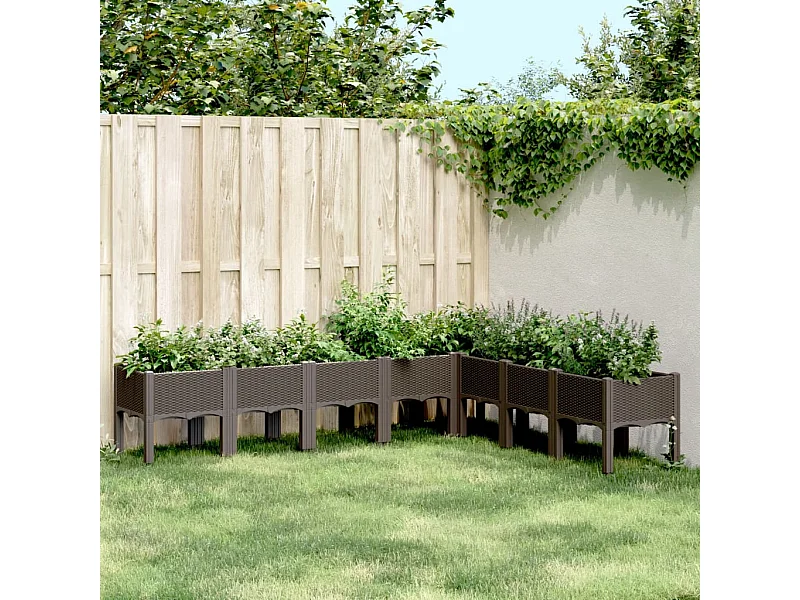 Jardinera con patas PP marrón 200x160x42 cm