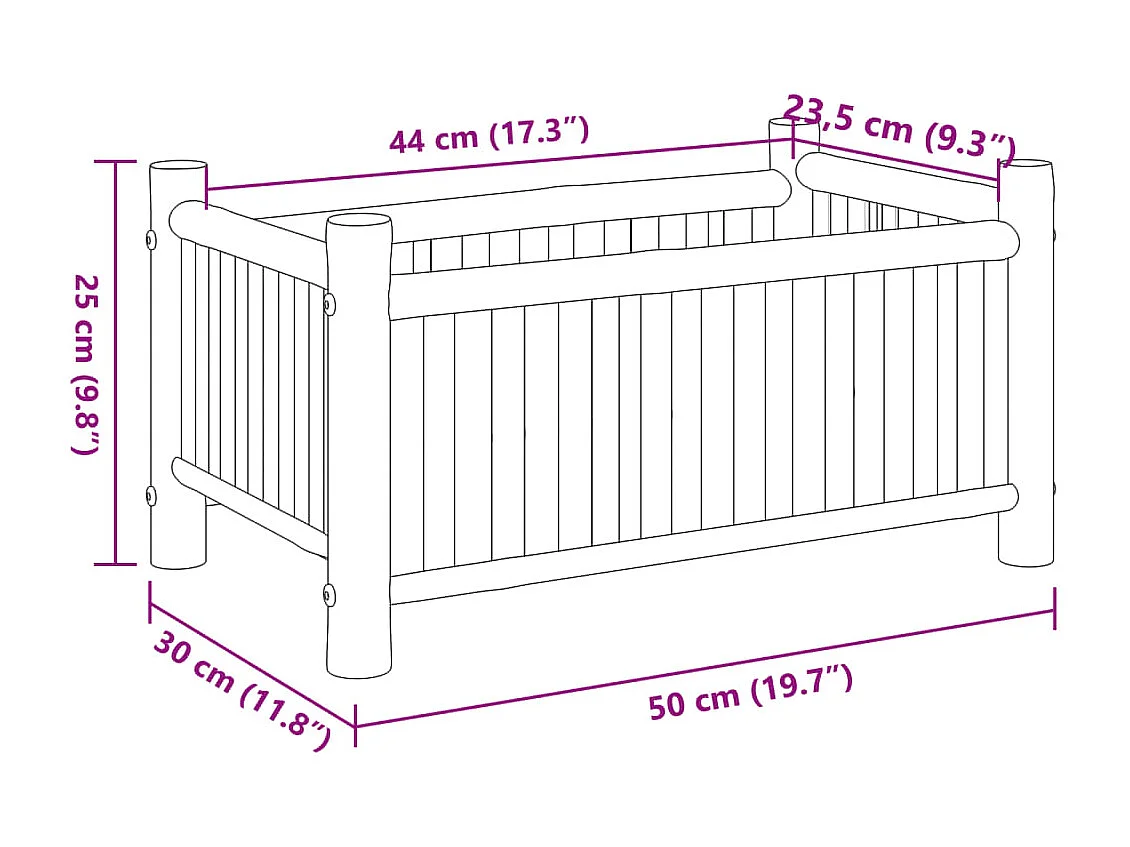 Jardinière 50x30x25 cm bambou