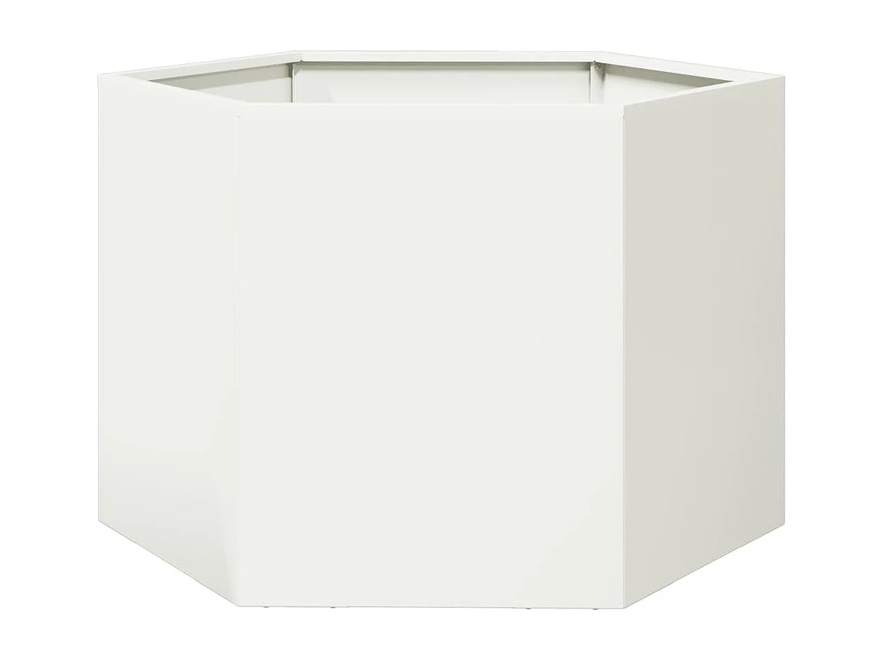 Fioriera da Giardino Bianca Esagono 69x60x45 cm in Acciaio