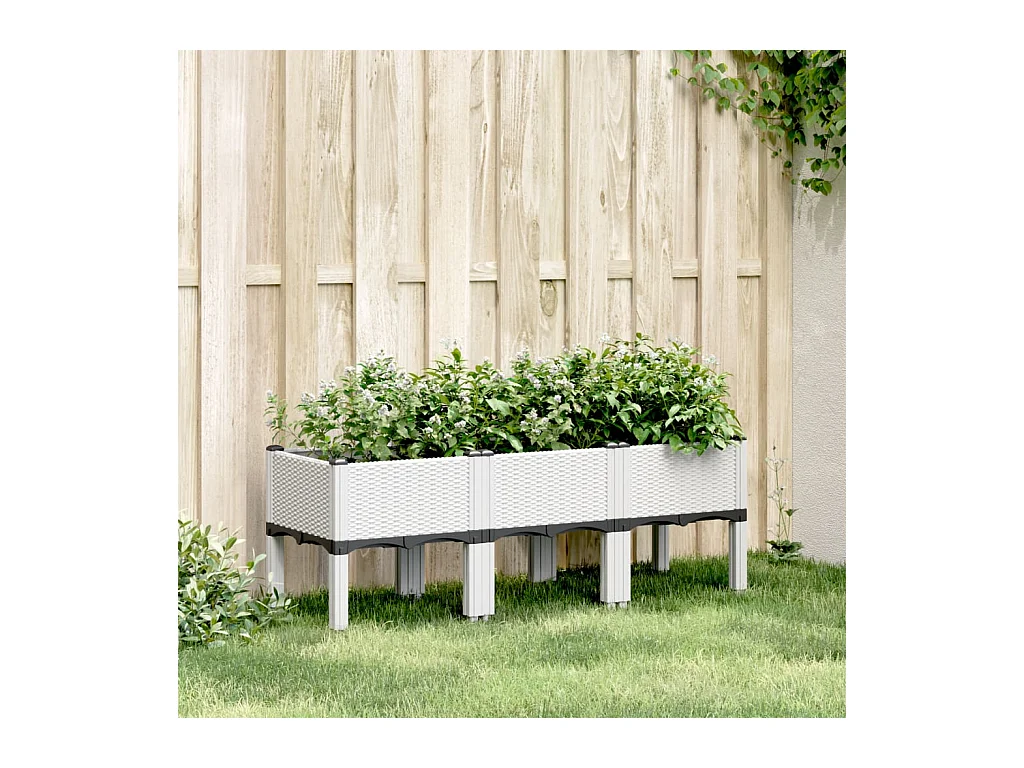 Fioriera da Giardino con Gambe Bianco 120x40x42 cm in PP