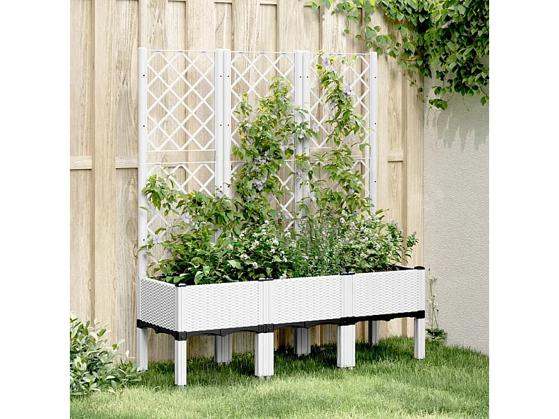 Fioriera da Giardino con Graticcio Bianco 120x40x142 cm PP