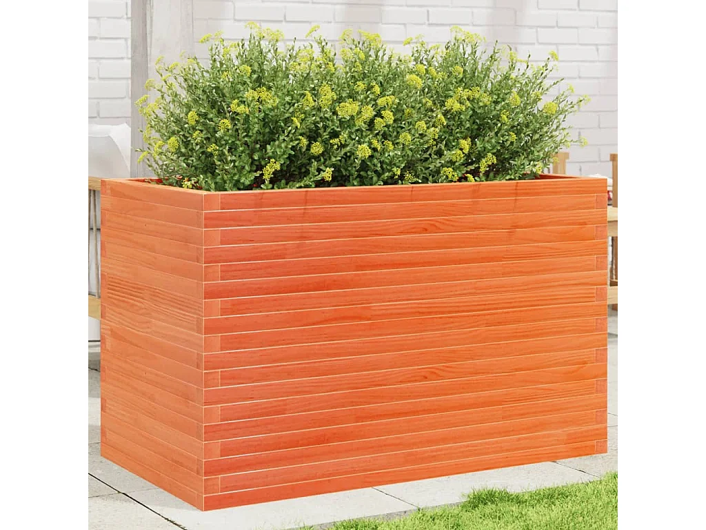 Fioriera Giardino Marrone Cera 110x60x68,5 Legno Massello Pino