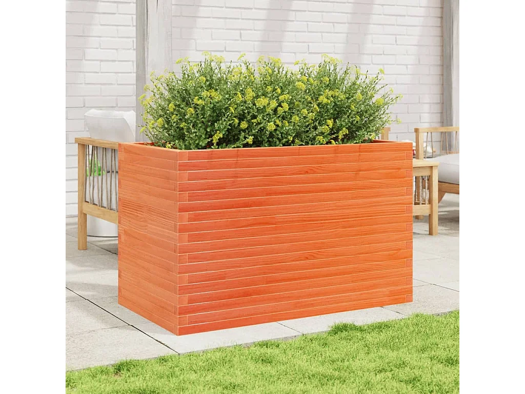 Fioriera Giardino Marrone Cera 110x60x68,5 Legno Massello Pino