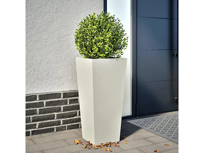 Jardinière blanc 35x35x75 cm acier